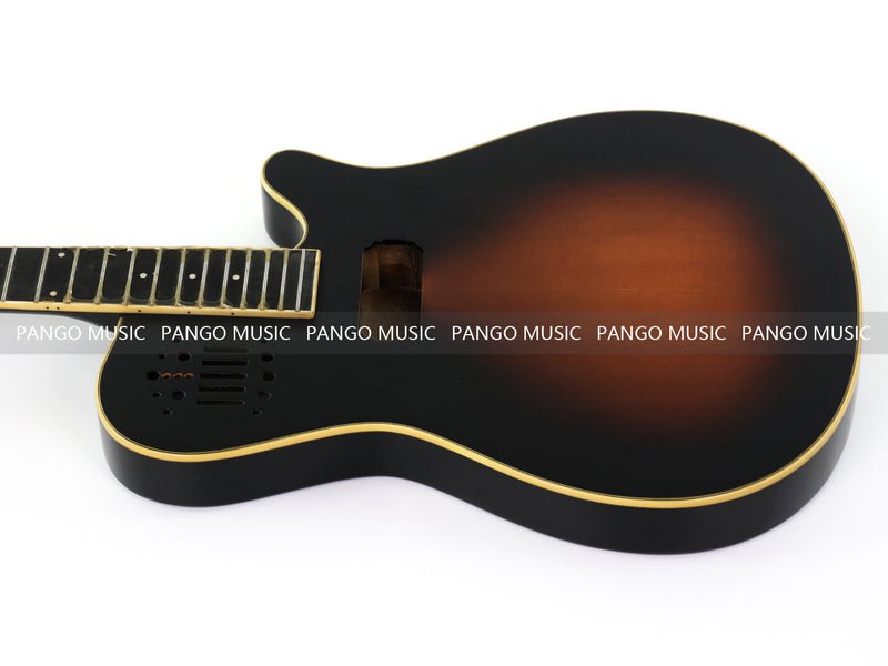 Pre-Finished Matte Sunburst Silent Travel Guitar - Frets & Neck Plate Installed, No Additional Parts or Electronics(PJY-003)