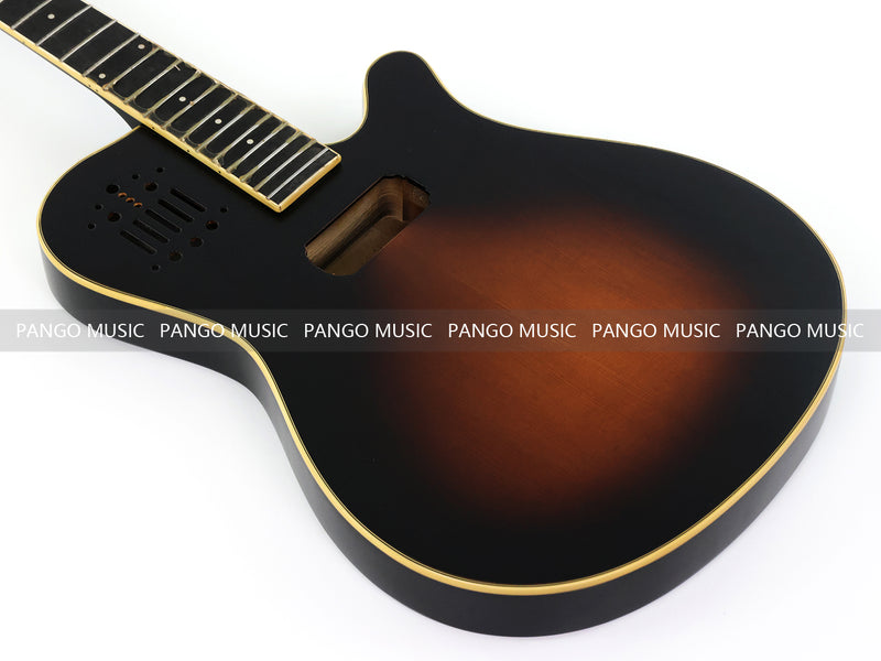 Pre-Finished Matte Sunburst Silent Travel Guitar - Frets & Neck Plate Installed, No Additional Parts or Electronics(PJY-003)