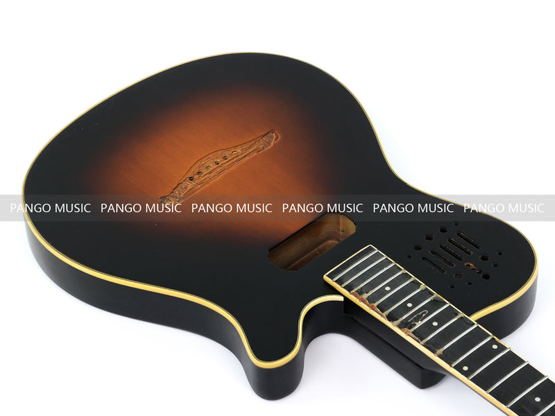 Pre-Finished Matte Sunburst Silent Travel Guitar - Frets & Neck Plate Installed, No Additional Parts or Electronics(PJY-005)