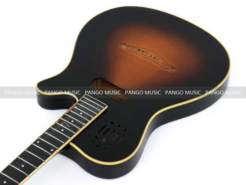 Pre-Finished Matte Sunburst Silent Travel Guitar - Frets & Neck Plate Installed, No Additional Parts or Electronics(PJY-005)