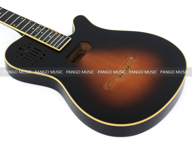 Pre-Finished Matte Sunburst Silent Travel Guitar - Frets & Neck Plate Installed, No Additional Parts or Electronics(PJY-005)