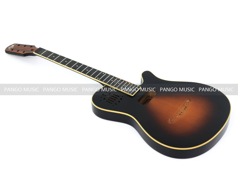 Pre-Finished Matte Sunburst Silent Travel Guitar - Frets & Neck Plate Installed, No Additional Parts or Electronics(PJY-005)