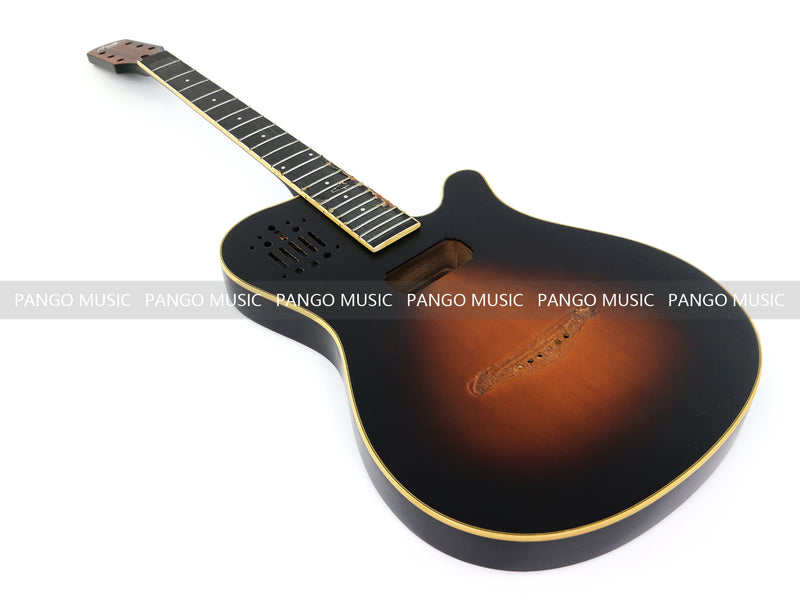 Pre-Finished Matte Sunburst Silent Travel Guitar - Frets & Neck Plate Installed, No Additional Parts or Electronics(PJY-005)