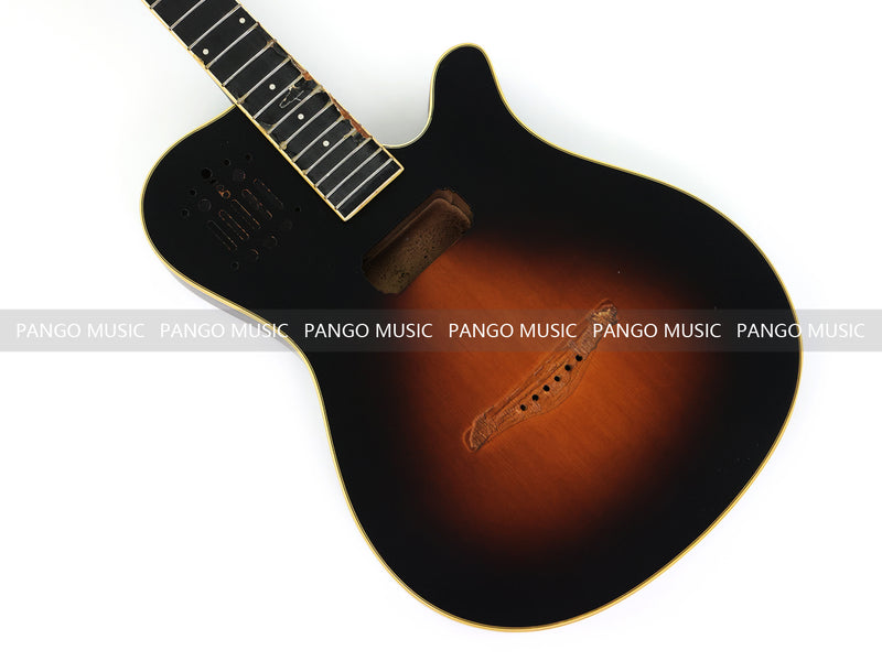 Pre-Finished Matte Sunburst Silent Travel Guitar - Frets & Neck Plate Installed, No Additional Parts or Electronics(PJY-005)