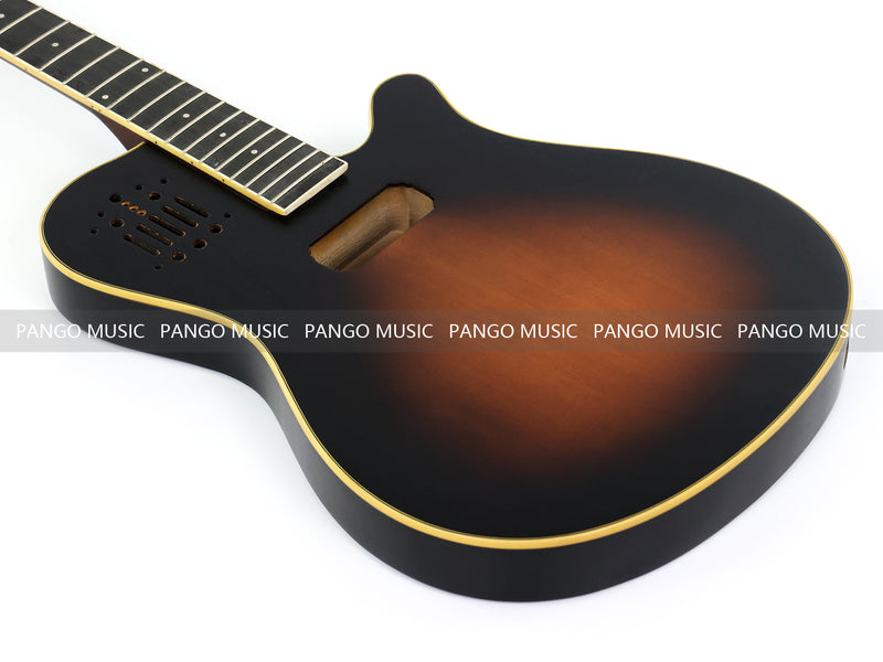 Pre-Finished Matte Sunburst Silent Travel Guitar - Frets & Neck Plate Installed, No Additional Parts or Electronics(PJY-006)