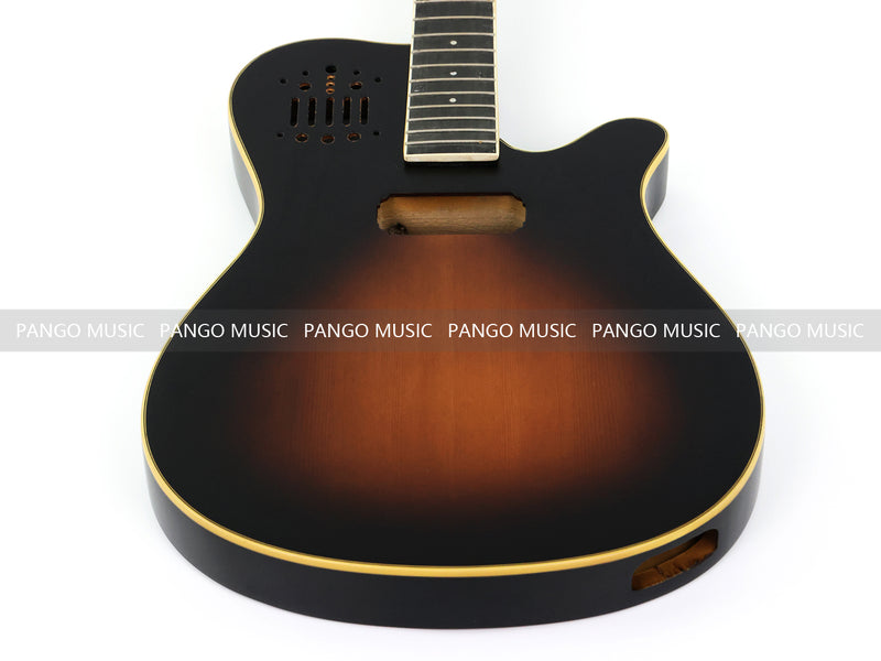 Pre-Finished Matte Sunburst Silent Travel Guitar - Frets & Neck Plate Installed, No Additional Parts or Electronics(PJY-006)
