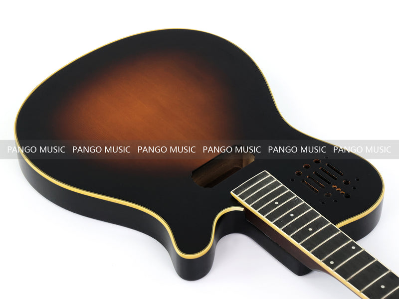 Pre-Finished Matte Sunburst Silent Travel Guitar - Frets & Neck Plate Installed, No Additional Parts or Electronics(PJY-006)