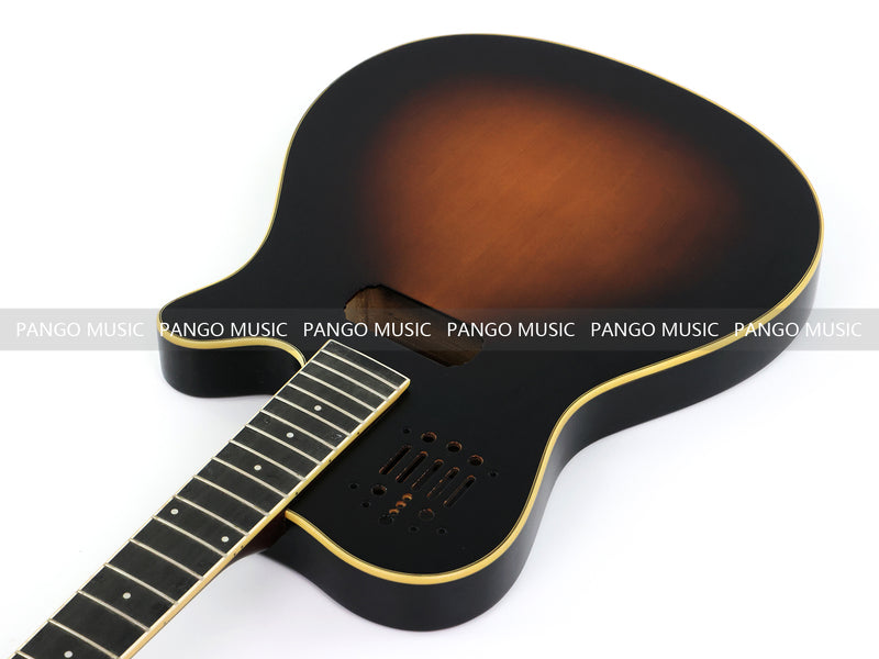 Pre-Finished Matte Sunburst Silent Travel Guitar - Frets & Neck Plate Installed, No Additional Parts or Electronics(PJY-006)