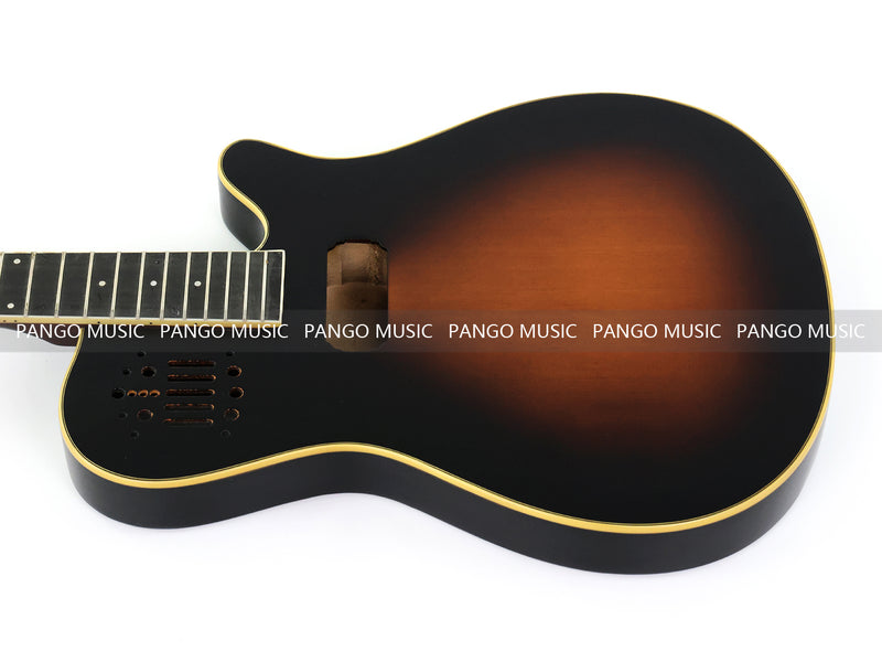 Pre-Finished Matte Sunburst Silent Travel Guitar - Frets & Neck Plate Installed, No Additional Parts or Electronics(PJY-006)