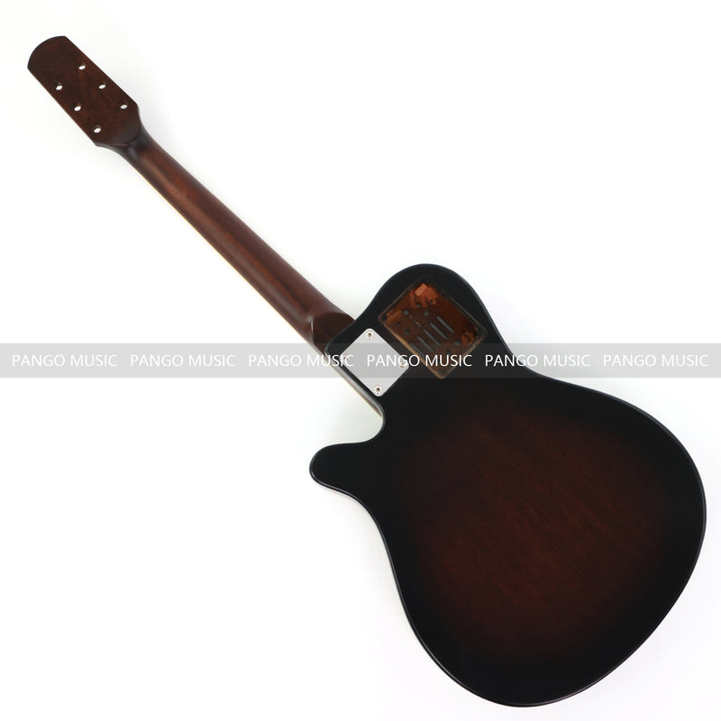 Pre-Finished Matte Sunburst Silent Travel Guitar - Frets & Neck Plate Installed, No Additional Parts or Electronics(PJY-006)