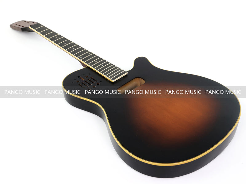 Pre-Finished Matte Sunburst Silent Travel Guitar - Frets & Neck Plate Installed, No Additional Parts or Electronics(PJY-006)