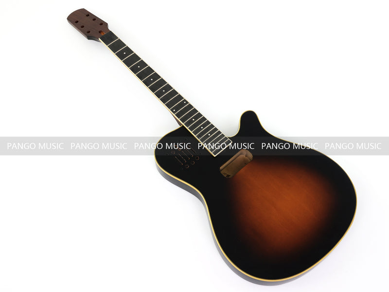 Pre-Finished Matte Sunburst Silent Travel Guitar - Frets & Neck Plate Installed, No Additional Parts or Electronics(PJY-006)