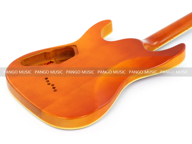 Pre-Finished Satin Amber Quilted Maple DIY Electric Guitar Kit with Reverse Headstock (RTA-015)