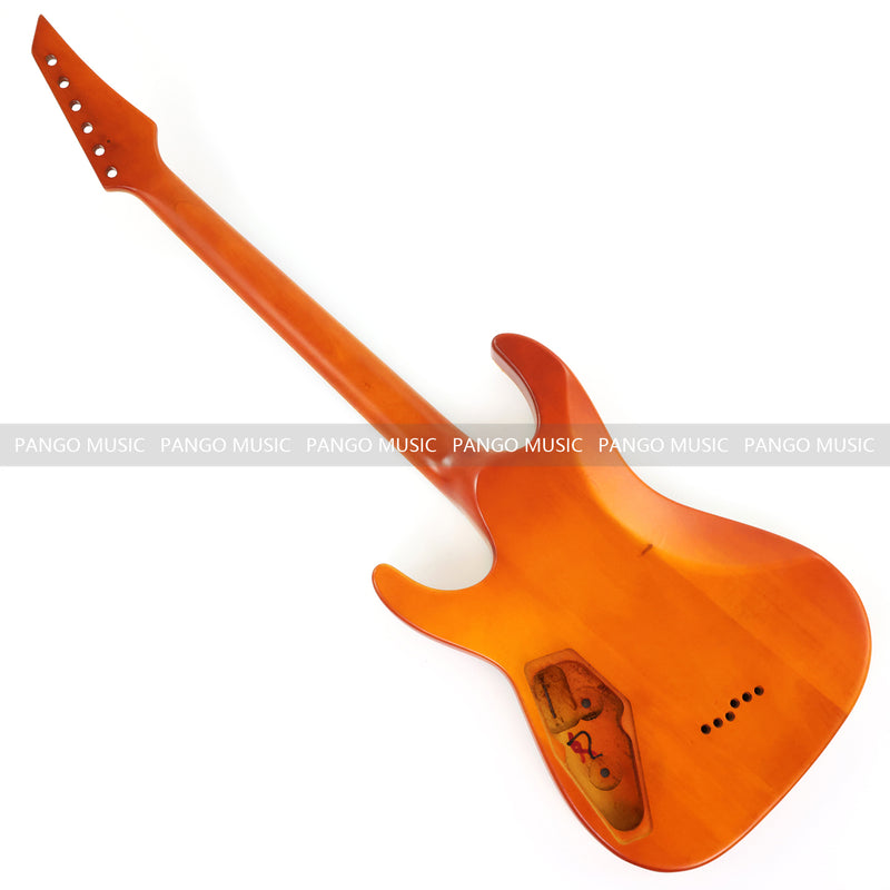 Pre-Finished Satin Amber Quilted Maple DIY Electric Guitar Kit with Reverse Headstock (RTA-015)