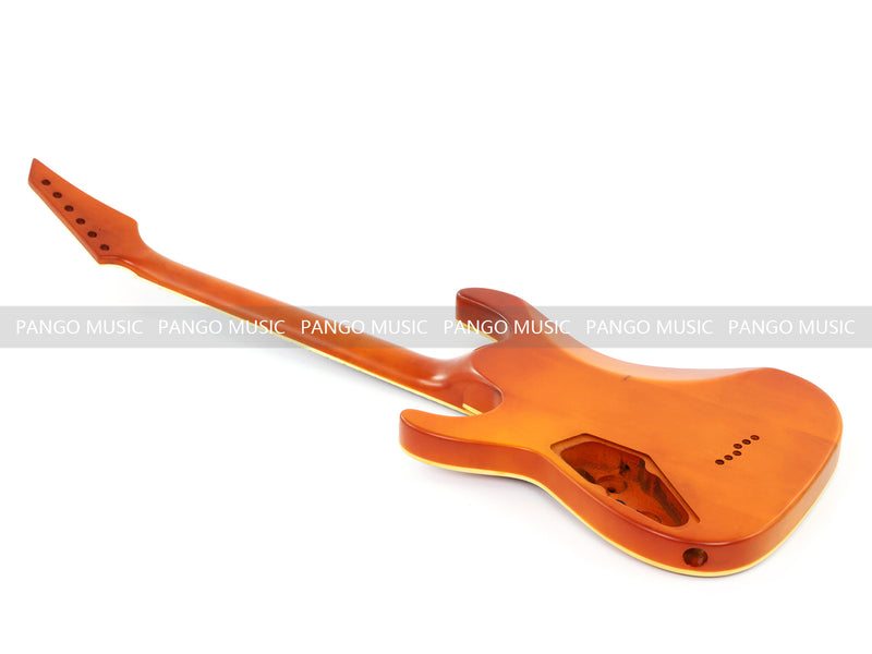 Pre-Finished Satin Amber Quilted Maple DIY Electric Guitar Kit with Reverse Headstock (RTA-015)