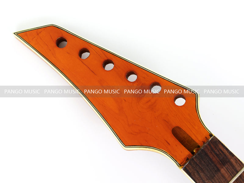 Pre-Finished Satin Amber Quilted Maple DIY Electric Guitar Kit with Reverse Headstock (RTA-015)