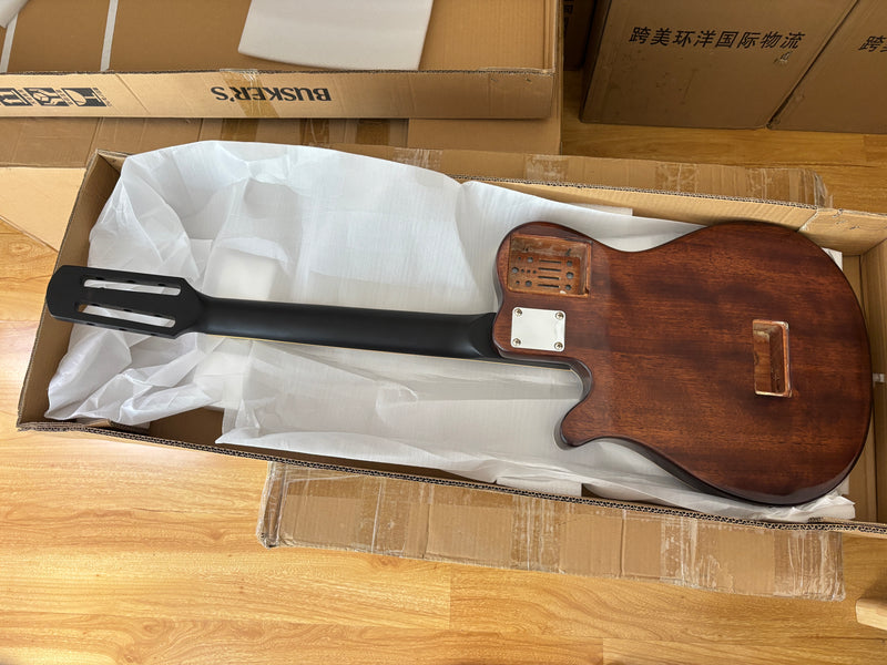 Pre-Finished Gloss Blue Burst Silent Travel Guitar - Frets & Neck Plate Installed, No Additional Parts or Electronics(PJY-004)