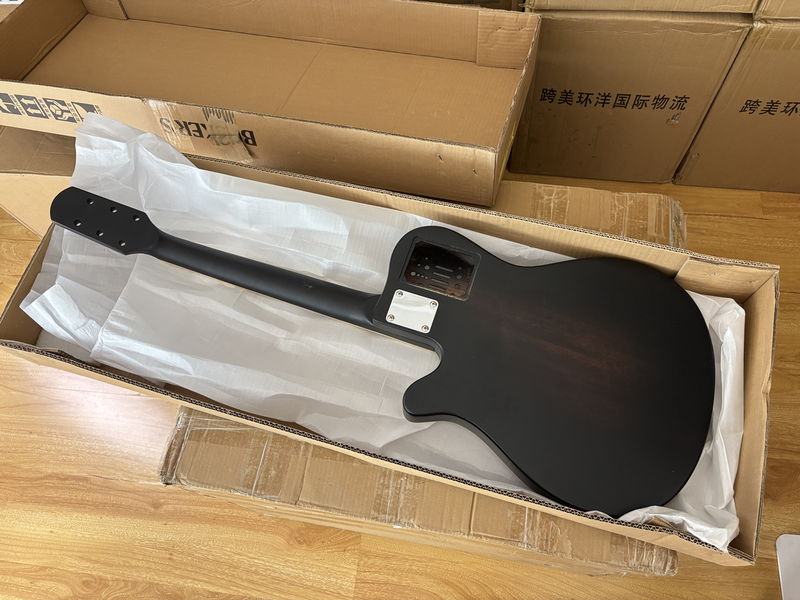 Pre-Finished Matte Sunburst Silent Travel Guitar - Frets & Neck Plate Installed, No Additional Parts or Electronics(PJY-005)