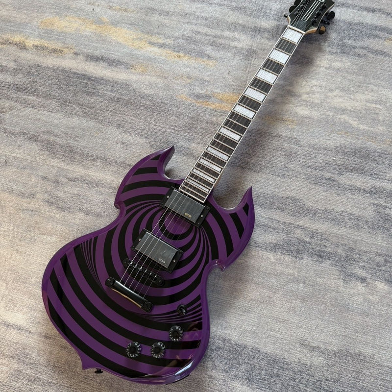 Purple Vortex Swirl SG Style Guitar | Dual Humbuckers | Mahogany Body (LRG-060)