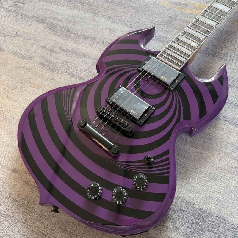 Purple Vortex Swirl SG Style Guitar | Dual Humbuckers | Mahogany Body (LRG-060)