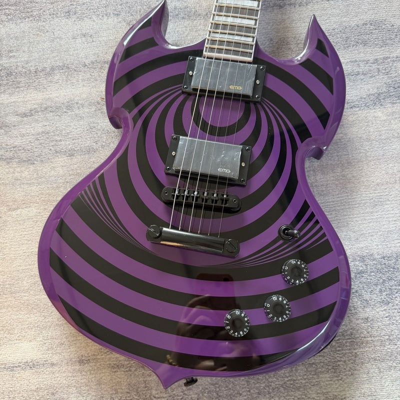 Purple Vortex Swirl SG Style Guitar | Dual Humbuckers | Mahogany Body (LRG-060)