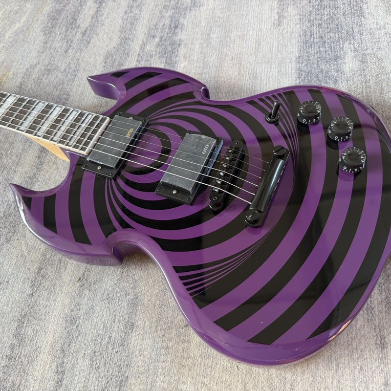 Purple Vortex Swirl SG Style Guitar | Dual Humbuckers | Mahogany Body (LRG-060)