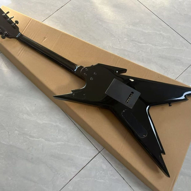 Razorback Style Electric Guitar with Gloss Black Finish & Double Locking Tremolo(LRG-145)