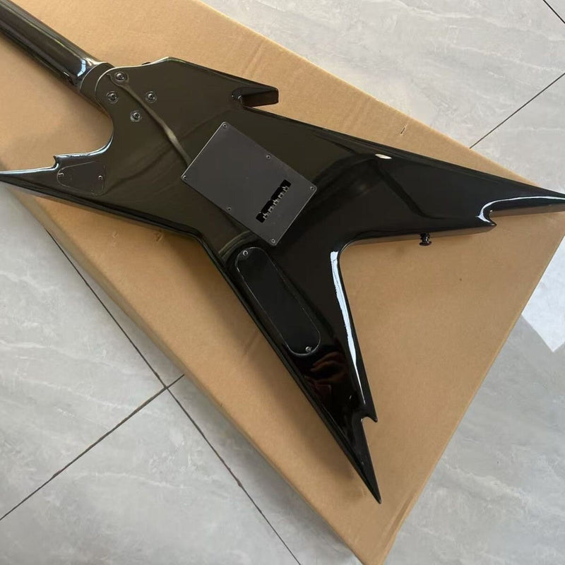 Razorback Style Electric Guitar with Gloss Black Finish & Double Locking Tremolo(LRG-145)