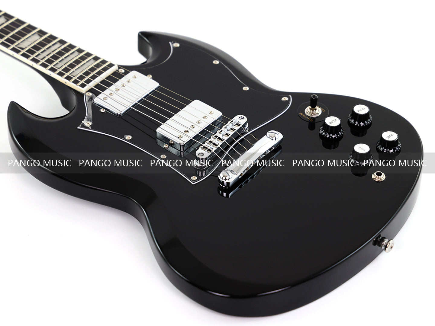 SG-Style Black Gloss Finish Electric Guitar (LYM-490-B, B Level