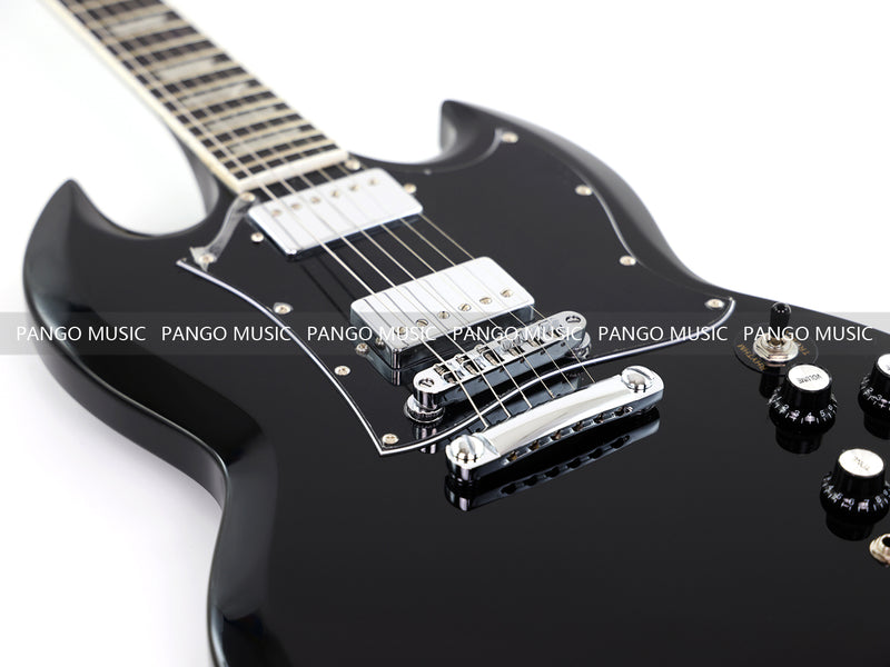 SG-Style Black Gloss Finish Electric Guitar (LYM-490-B, B Level)
