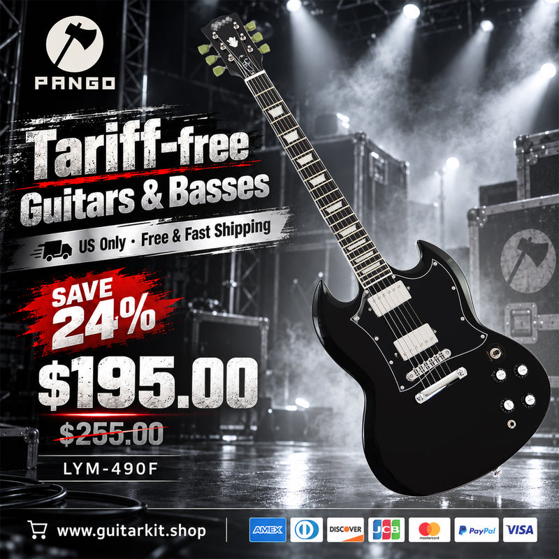 SG-Style Black Gloss Finish Electric Guitar (LYM-490F, Fast Shipping, Tariff-free)