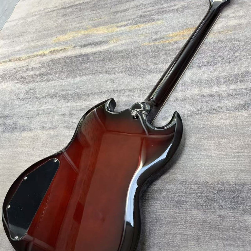 SG Style Electric Guitar with Gloss Dark Brown Burst Finish (LRG-093)