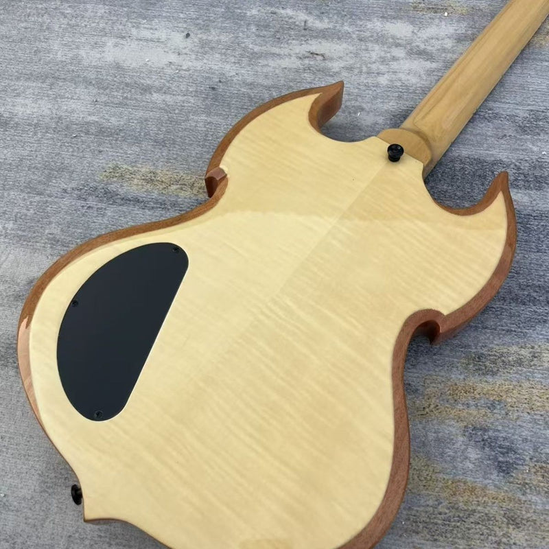 SG Style Electric Guitar with Gloss Natural Black Celtic Knot Graphic (LRG-124)