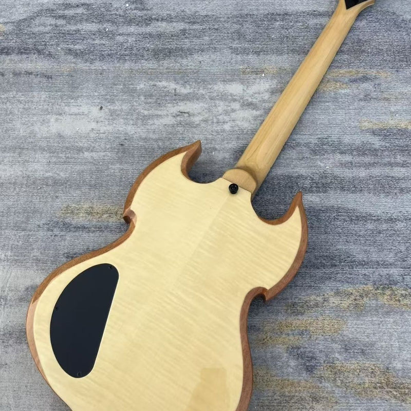 SG Style Electric Guitar with Gloss Natural Black Celtic Knot Graphic (LRG-124)