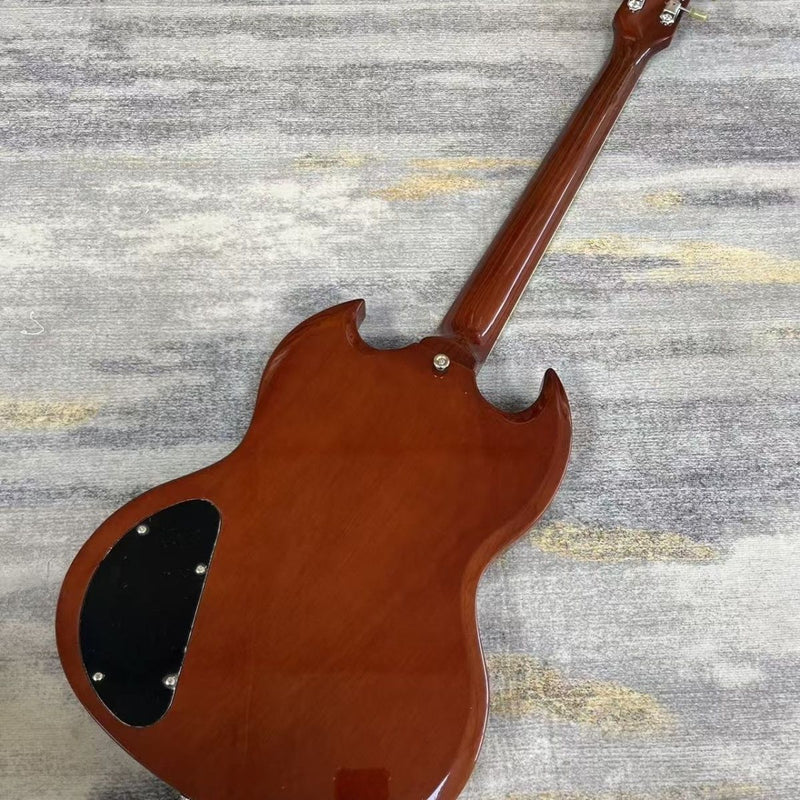 SG Style Electric Guitar with Gloss Transparent Brown Finish & Fixed Bridge(LRG-090)