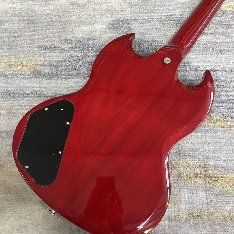 SG Style Electric Guitar with Gloss Transparent Cherry Red Finish(LRG-089)