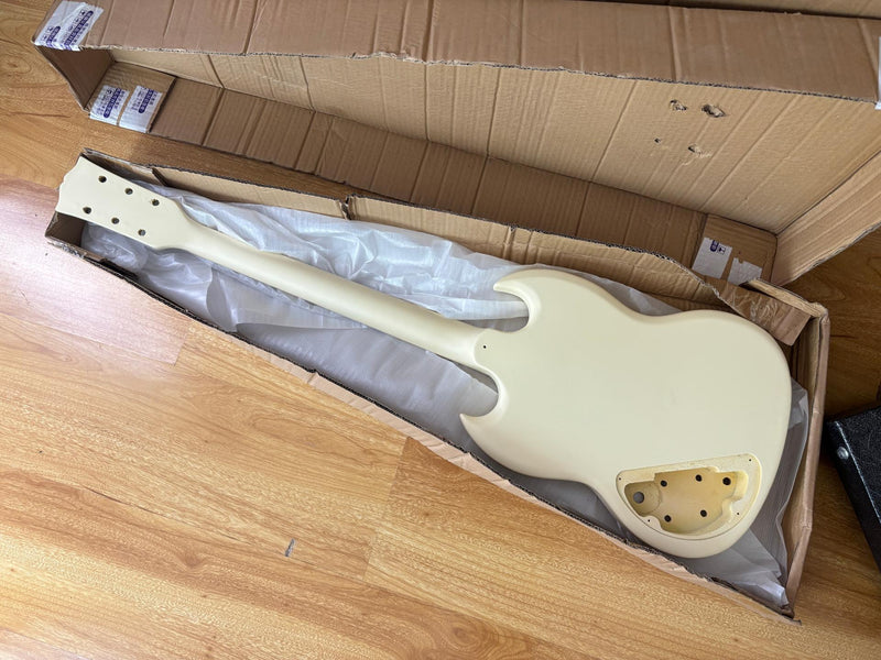 SG Style Satin Ivory Double Cutaway DIY Electric Guitar Body and Neck Kit (RTA-021)