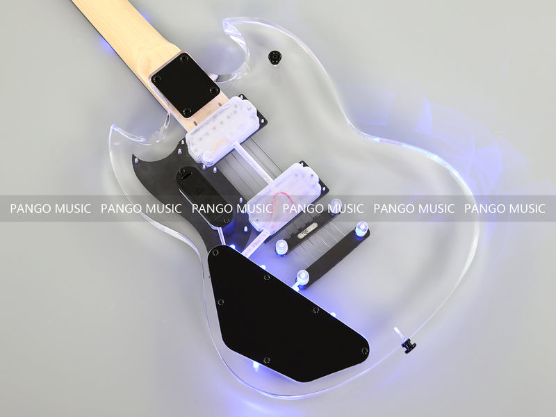 SG Style Transparent Acrylic-Bodied Electric Guitar with Blue LED Lights (12336, Limited Edition)