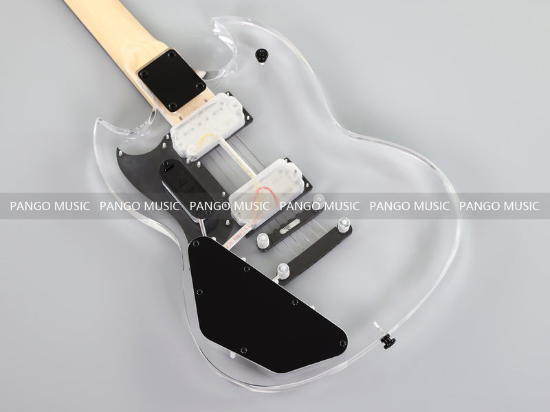 SG Style Transparent Acrylic-Bodied Electric Guitar with Blue LED Lights (12336, Limited Edition)