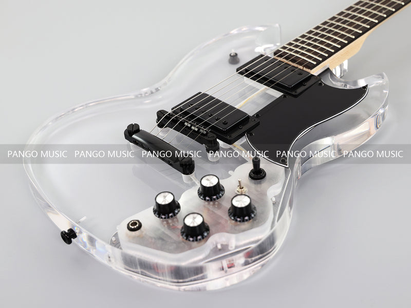 SG Style Transparent Acrylic-Bodied Electric Guitar with Blue LED Lights (12336, Limited Edition)
