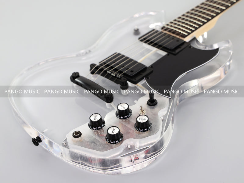 SG Style Transparent Acrylic-Bodied Electric Guitar with Blue LED Lights (12336, Limited Edition)