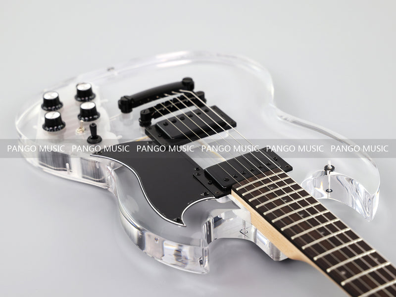 SG Style Transparent Acrylic-Bodied Electric Guitar with Blue LED Lights (12336, Limited Edition)