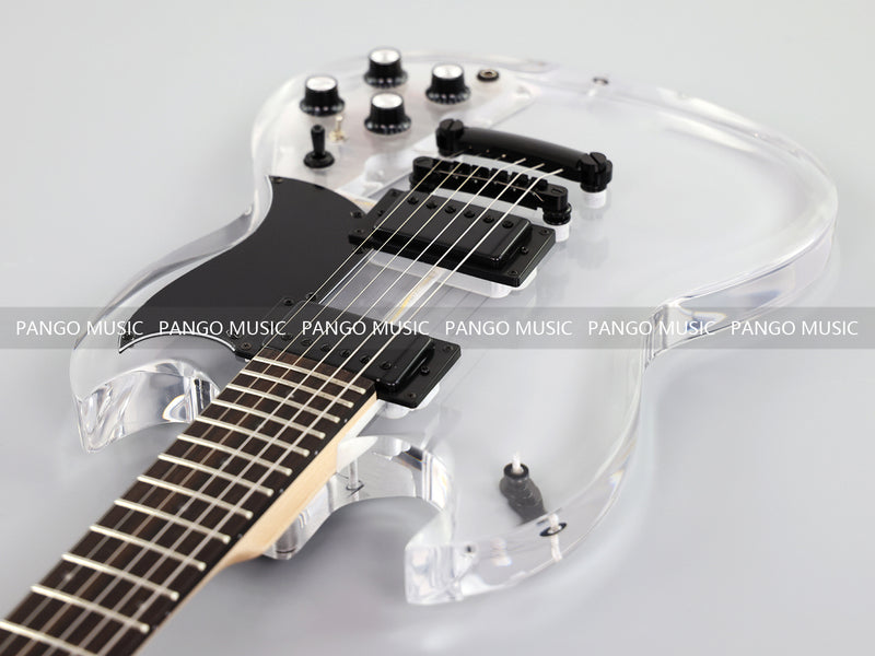 SG Style Transparent Acrylic-Bodied Electric Guitar with Blue LED Lights (12336, Limited Edition)