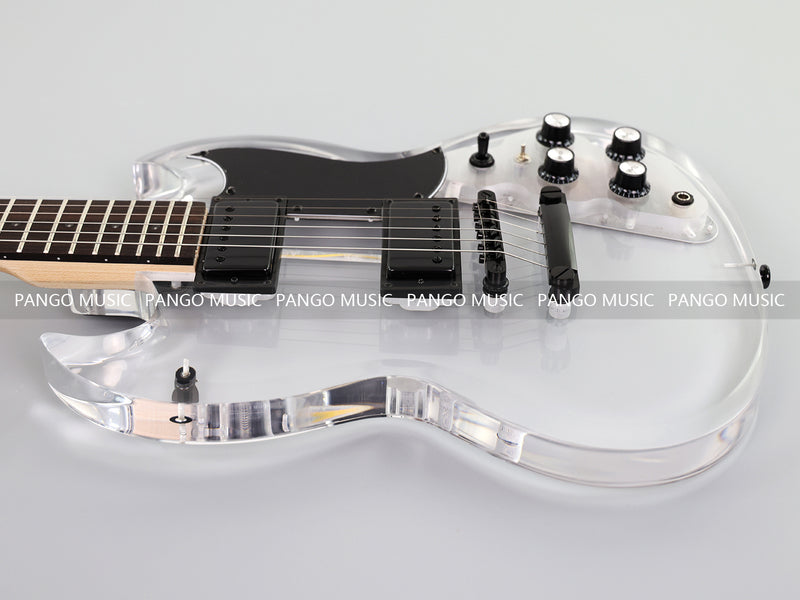 SG Style Transparent Acrylic-Bodied Electric Guitar with Blue LED Lights (12336, Limited Edition)