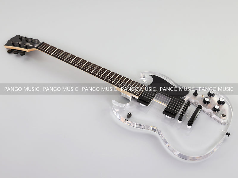 SG Style Transparent Acrylic-Bodied Electric Guitar with Blue LED Lights (12336, Limited Edition)