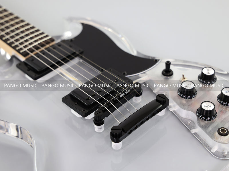 SG Style Transparent Acrylic-Bodied Electric Guitar with Blue LED Lights (12336, Limited Edition)