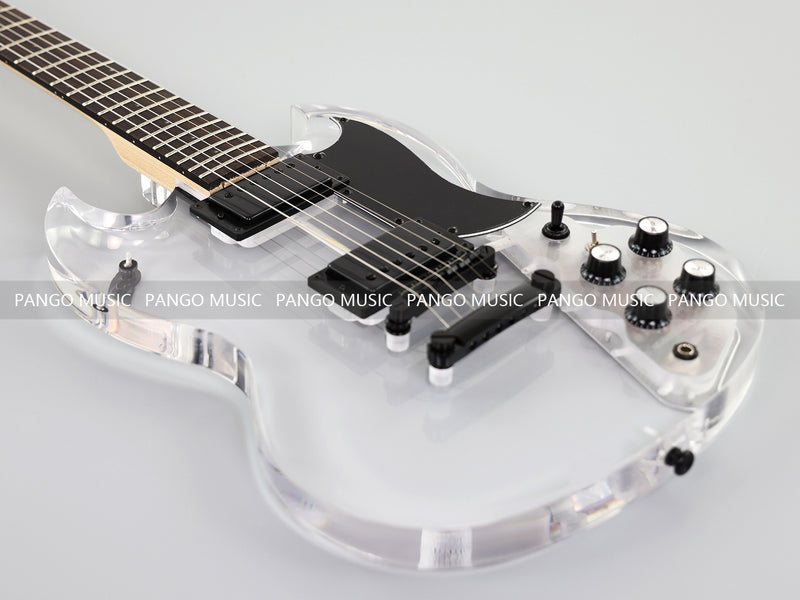 SG Style Transparent Acrylic-Bodied Electric Guitar with Blue LED Lights (12336, Limited Edition)