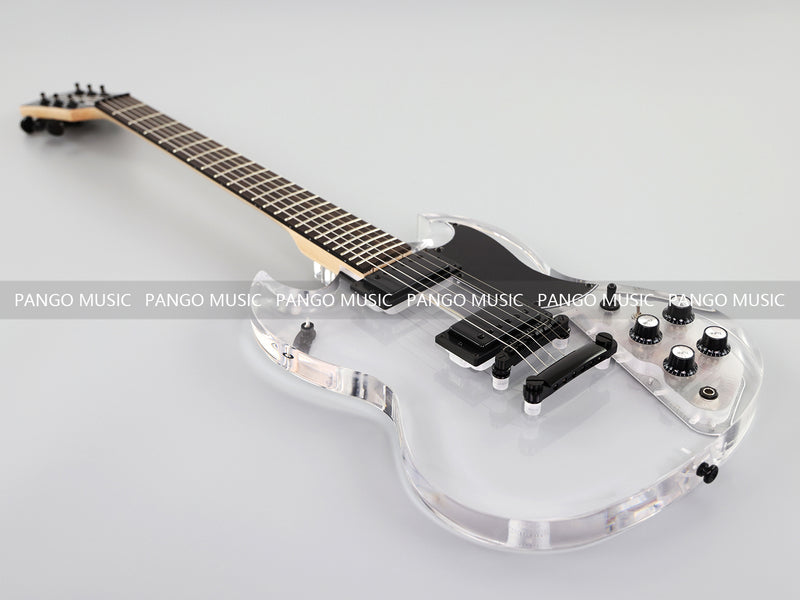 SG Style Transparent Acrylic-Bodied Electric Guitar with Blue LED Lights (12336, Limited Edition)