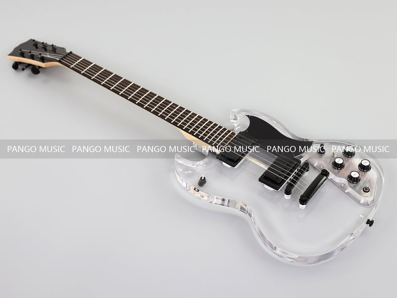 SG Style Transparent Acrylic-Bodied Electric Guitar with Blue LED Lights (12336, Limited Edition)
