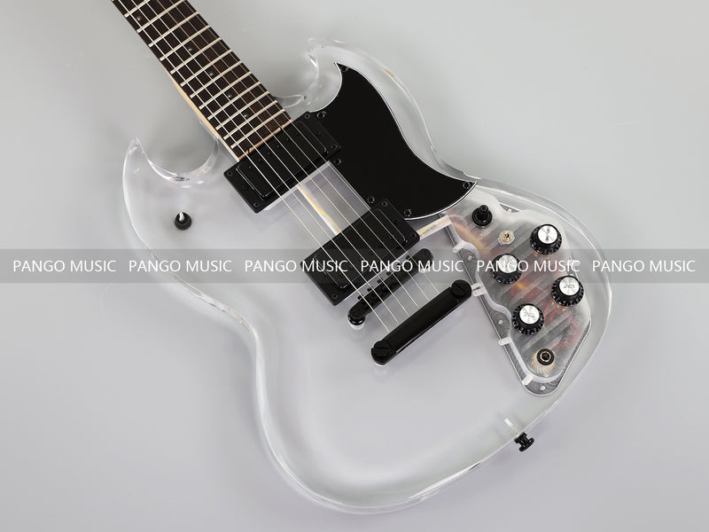 SG Style Transparent Acrylic-Bodied Electric Guitar with Blue LED Lights (12336, Limited Edition)